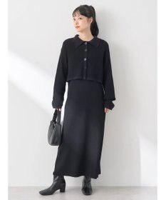 earth music&ecology ＳＥＴ２点襟付きカーディガン＋ニットワンピース