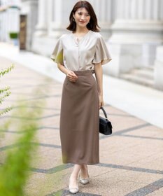 ANY SIS L 【UVケア ・ストレッチ・洗える】2WAYジョーゼットジャージーナロー スカート