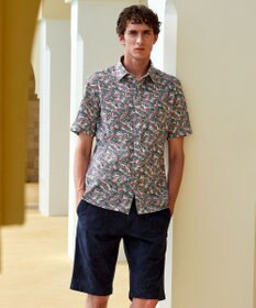 JOSEPH ABBOUD 【イタリア素材/製品染め】ボタニカルヘリンボンプリント ショーツ