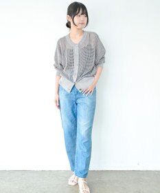 caqu FS linen ankle tapered アンクル丈 テーパードボーイフィットリネンデニム