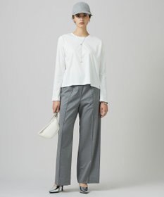 ICB 【洗える】Ｔ/Wブロード ワイドストレートパンツ