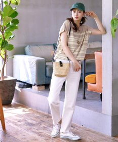 Tiaclasse L 【洗える】マルチボーダーフレンチスリーブニット