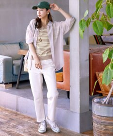 Tiaclasse L 【洗える】マルチボーダーフレンチスリーブニット