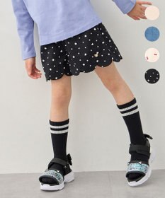 ANY KIDS 【洗濯機可能】スカラップショートパンツ ブラック（ネコ×ドット）