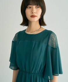 YECCA VECCA レース切替シフォンドレス