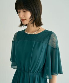 YECCA VECCA レース切替シフォンドレス