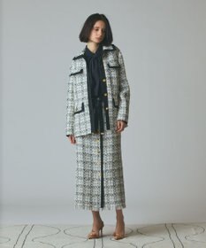 GRACE CONTINENTAL トリミングツイードスカート