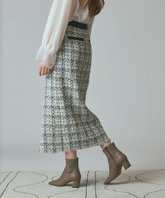 GRACE CONTINENTAL トリミングツイードスカート