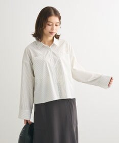 Green Parks イージーケアショート丈ストライプシャツ