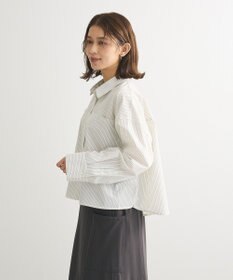 Green Parks イージーケアショート丈ストライプシャツ