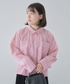 Green Parks イージーケアショート丈ストライプシャツ