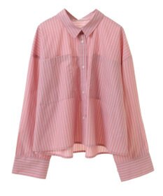 Green Parks イージーケアショート丈ストライプシャツ