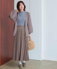 Tiaclasse 【洗える】パール付きパフスリーブカーディガン