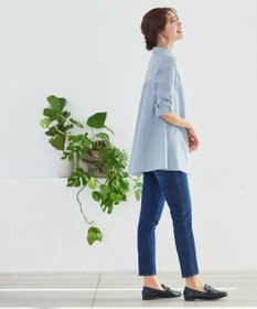 Tiaclasse 【洗える】フレアシャツチュニックブラウス