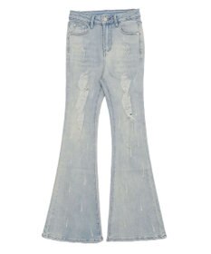 WEGO 【美脚】ダメージフレアデニム