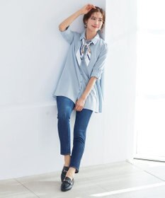 Tiaclasse 【洗える】フレアシャツチュニックブラウス