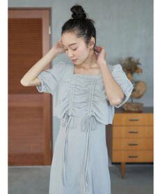 earth music&ecology ＳＥＴ２点パフスリーブブラウス＋キャミワンピース