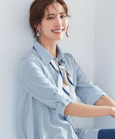 Tiaclasse 【洗える】フレアシャツチュニックブラウス