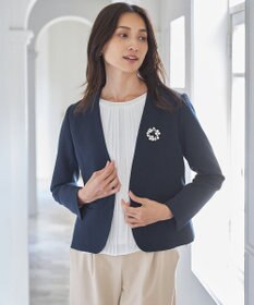 ANY 【WEB限定】ダブルクロスストレッチ Ｖネックノーカラージャケット