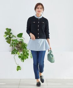 Tiaclasse 【洗える】フレアシャツチュニックブラウス