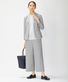 J.PRESS LADIES 【洗える・撥水・防汚】コットンFITTYシャーク ノーカラー ジャケット