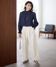 ANY 【洗濯機可/ウエストゴム】ウーリッシュ２タックワイドパンツ