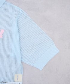 earth music&ecology スティッチ／刺繍ハートボタンニットポロシャツ