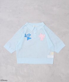 earth music&ecology スティッチ／刺繍ハートボタンニットポロシャツ