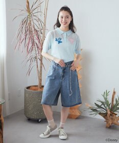 earth music&ecology スティッチ／刺繍ハートボタンニットポロシャツ