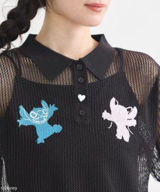 earth music&ecology スティッチ／刺繍ハートボタンニットポロシャツ