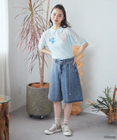 earth music&ecology スティッチ／刺繍ハートボタンニットポロシャツ