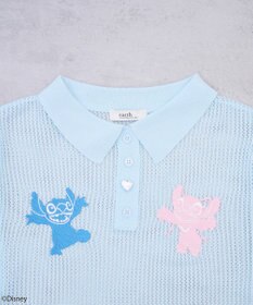 earth music&ecology スティッチ／刺繍ハートボタンニットポロシャツ