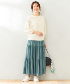 ANY 【ウエストゴム】シャンブレーライクティアード スカート