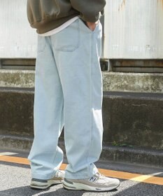 WEGO 【ユニセックス着用ITEM/ウエストゴム/SMLサイズ展開】デニムイージーストレートパンツ