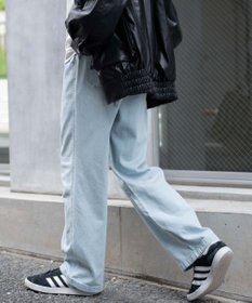 WEGO 【ユニセックス着用ITEM/ウエストゴム/SMLサイズ展開】デニムイージーストレートパンツ