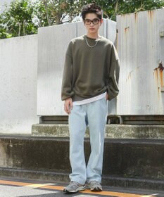 WEGO 【ユニセックス着用ITEM/ウエストゴム/SMLサイズ展開】デニムイージーストレートパンツ