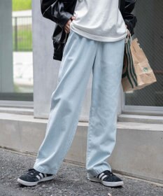 WEGO 【ユニセックス着用ITEM/ウエストゴム/SMLサイズ展開】デニムイージーストレートパンツ