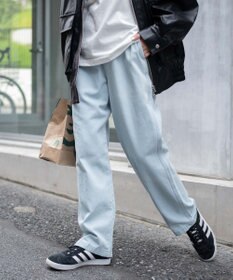 WEGO 【ユニセックス着用ITEM/ウエストゴム/SMLサイズ展開】デニムイージーストレートパンツ