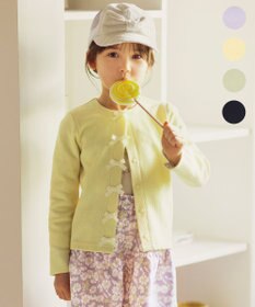 ANY KIDS スナップボタン リボン カーディガン