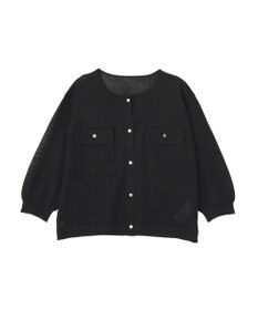 YECCA VECCA ノーカラー7分袖ポケットカーディガン