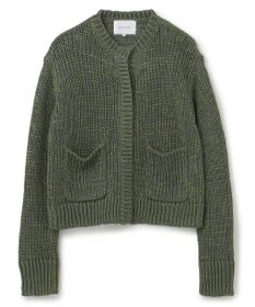 BEIGE， 【洗える】THYME / クルーネックコットンメッシュカーディガン