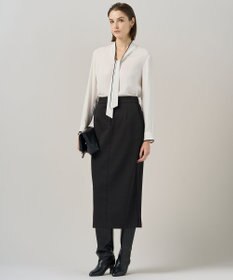 ICB 【CLASSY.掲載・裏起毛】 ウォームサテン Iラインスカート