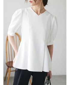 Green Parks AnriettMusee パフスリーブペプラムブラウス