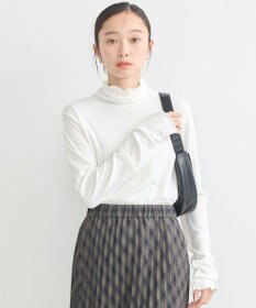 earth music&ecology シャーリングスリーブリブタートルプルオーバー