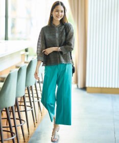 自由区 S 【カタログ掲載・定番人気・新色追加】コットンサテンクロップド丈ワイドストレート パンツ