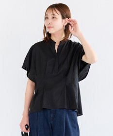 UNFILO リネンレーヨン タックブラウス