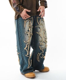 WEGO 【ユニセックス着用ITEM】フリンジデニムパンツ