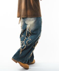 WEGO 【ユニセックス着用ITEM】フリンジデニムパンツ