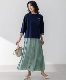 23区 【洗える】シアーコンビ プリーツ スカート