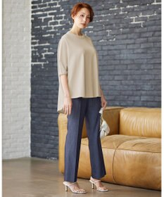 ICB L 【洗える】リアクティブソフトデニム　セミフレアパンツ